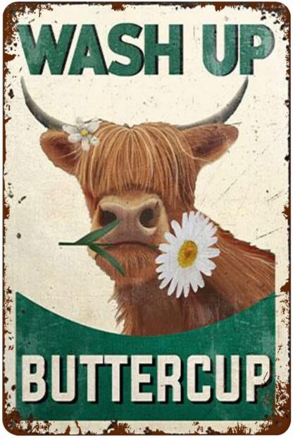 8x12 inch Wash Up Buttercup Metal Poster, Cow Metal Sign