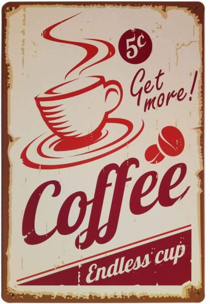 8x12 inch Vintage Metal Coffee Sign