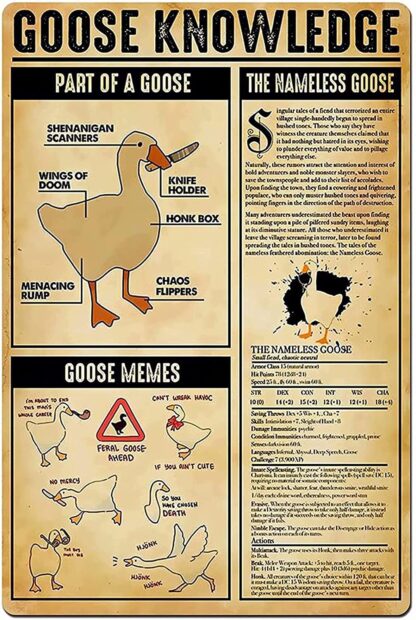 8x12 inch Goose Knowledge Metal Retro Wall Decor Vintage Tin Signs