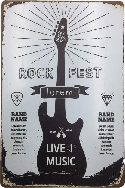 8x12 inch Metal Vintage Tin Sign -Rock Festival for Movie House