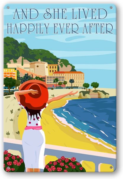 8x12 inch And She Lived Happily Ever After Sign Metal Tin Signs