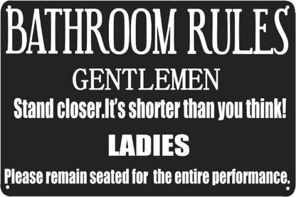 8x12 inch Funny Bathroom Rules Vintage Metal Sign Toilet Rules Signs