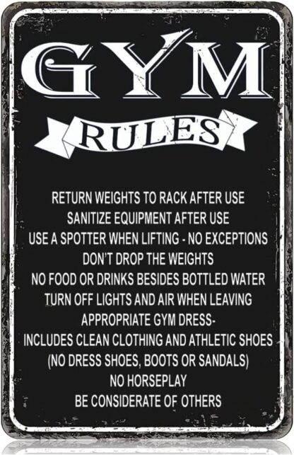 8x12 inch Gym Rules Funny Vintage Tin Sign