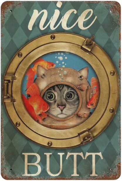 8x12 inch Cat Bathroom Poster Nice Butt Vintage Metal Tin Signs