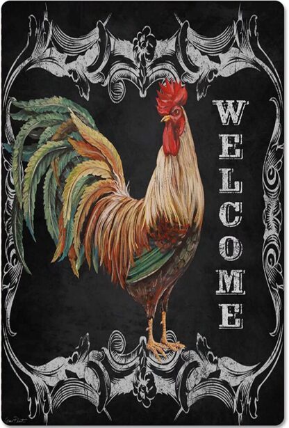 8x12 inch Chicken Metal Tin Sign Welcome to Our Farm