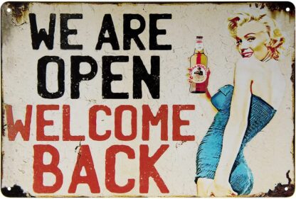 8x12 inch We Are Open Welcome Back Retro Vintage kitchen Signs