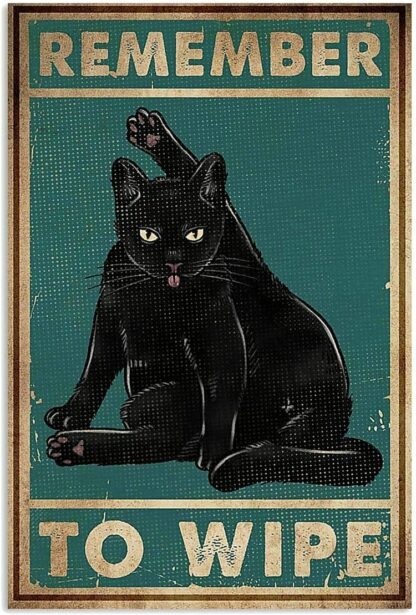 8x12 inch Cat Remember to Wipe Tin Sign Retro Kitchen