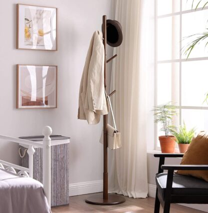 Dark Walnut Coat Rack, Solid Wood Coat Stand