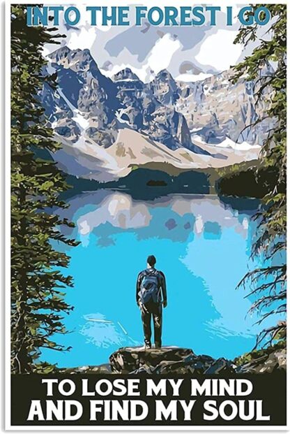 8x12 inch Boy Hiking Poster Metal Tin Sign, Into The Forest