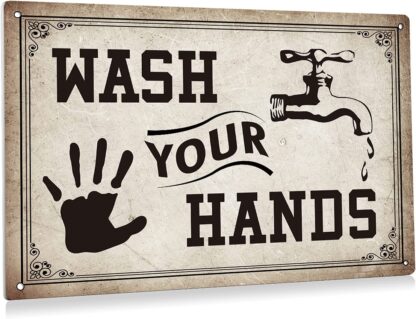 8x12 inch Wash Your Hands Bathroom Metal Tin Sign