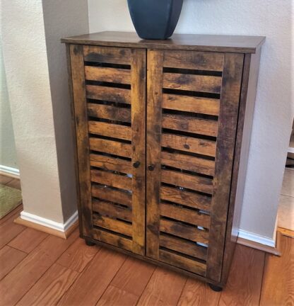 Rustic Brown Storage Cabinet, Floor Cabinet with Doors, 2 Adjustable Shelves