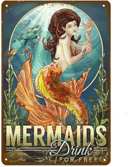 8x12 inch Vintage Ocean Mermaid Metal Tin Sign