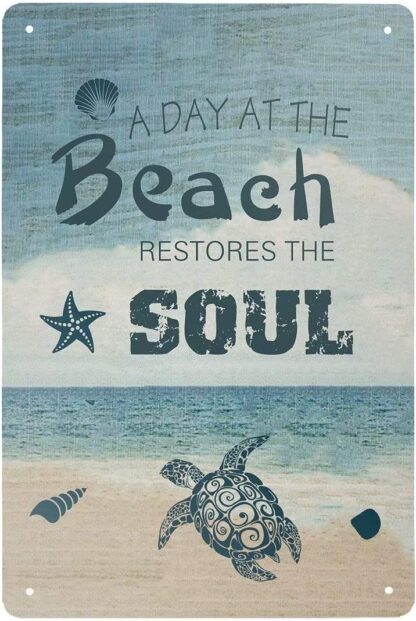 8x12 inch Retro Tin Signs Vintage Style A Day at The Beach Restores