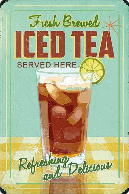 8x12 inch Iced Tea Kitchen Home Decor Retro Vintage