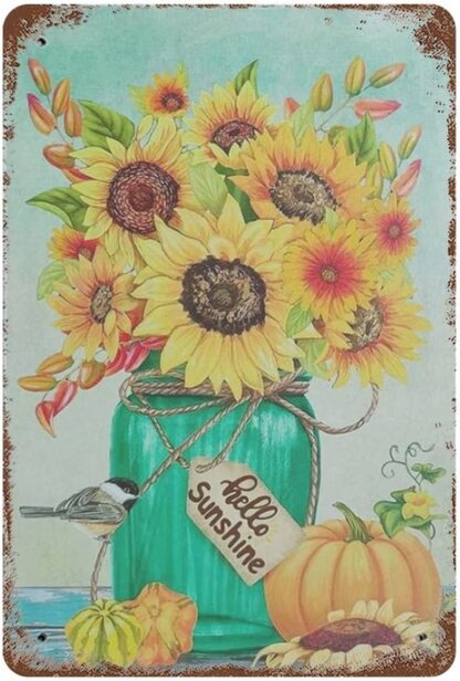 8x12 inch Sunshine Rustic Sunflower Flower Retro Vintage Tin Sign