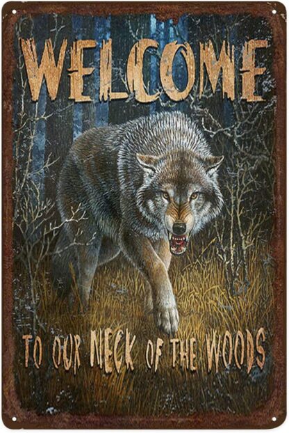 8x12 inch Metal Tin Sign Native American Wolf Animal Metal Signs