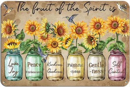 8x12 inch Retro Tin Sign Jesus The Fruit of The Spirit is Love Joy Peace