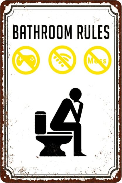 8x12 inch Bathroom Rules Vintage Tin Signs