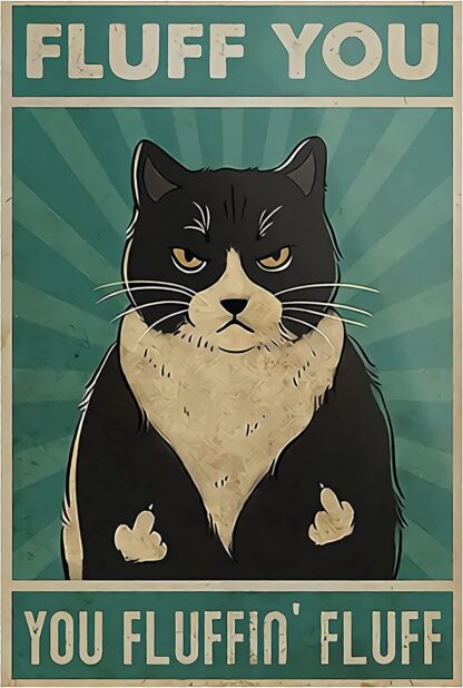 8x12 inch Vintage Tin Sign Coffee Cats Black Cat Metal Poster