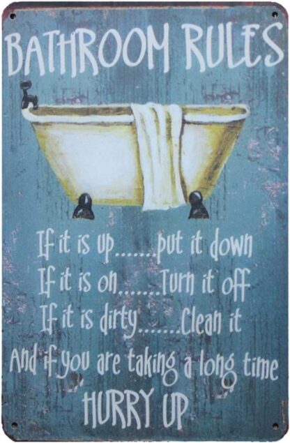 8x12 inch Mega-Deal Bathroom Rules Rustic Bathroom Decor