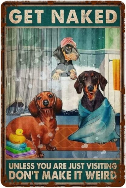 8x12 inch Dachshund Dogs Retro Tin Signs - Get Naked Unless you're just visiting