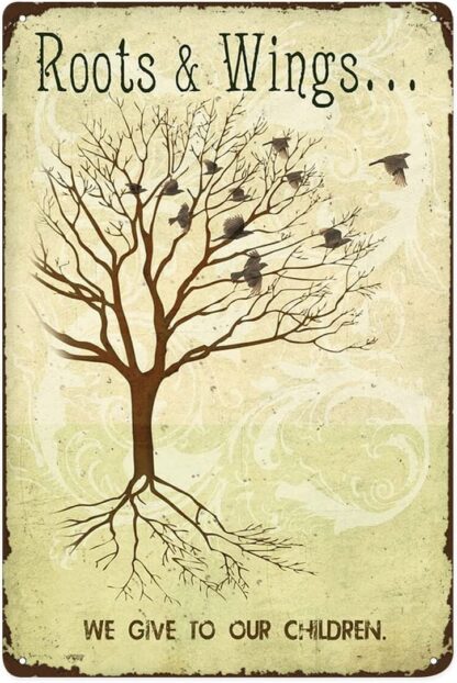 8x12 inch Metal Tin Sign Roots And Wings Nature Metal Signs