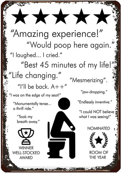 8x12 inch Retro Vintage Toilet Reviews Metal Tin Sign