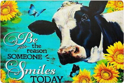 8x12 inch Novelty Cow with Sunflower Farmhouse Decor