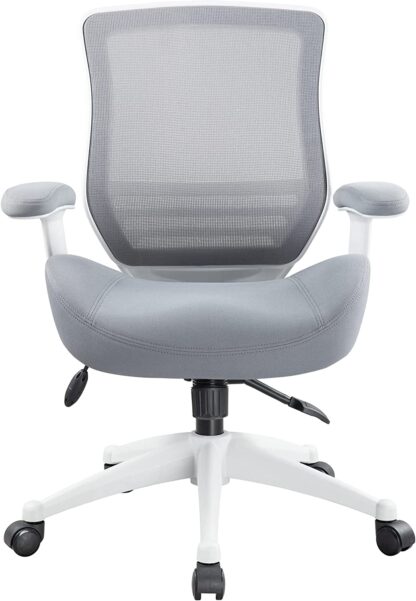 Grey Office Computer Desk Chair Height Adjusting Arm Waist Support Function