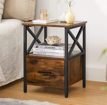 Rustic Brown Nightstand, Bedside Table, End Table with Drawer