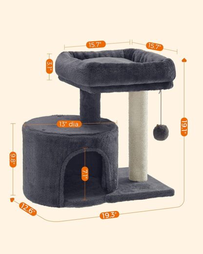 Smoky Grey Cat Tree with Sisal-Covered Scratching Posts - Image 3