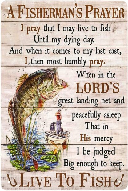 8x12 inch A Fishermans Prayer Tin Sign Vintage