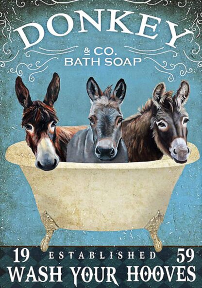 8x12 inch Personalized Tin Sign Donkey Vintage Donkey Co Bath Soup