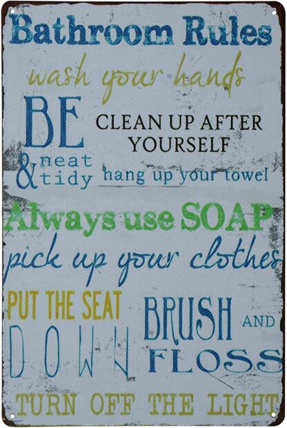 8x12 inch Laundry Rules Typography Vintage Distressed Metal Tin Signs