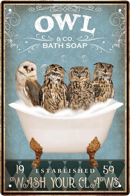 8x12 inch Funny Otter Decor Vintage Bathroom and Bathtub Metal Tin Sign