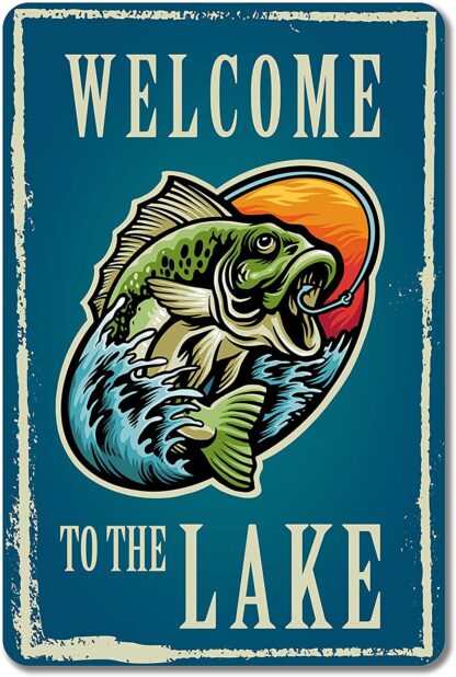 8x12 inch Tin Signs Hunting Cabin Décor - Welcome to The Lake