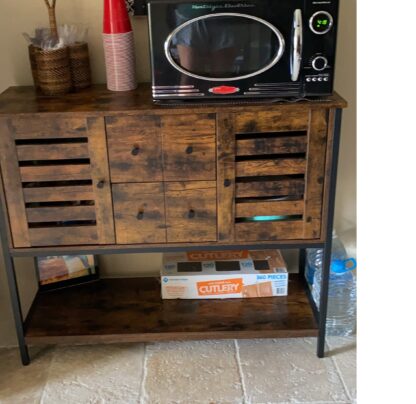 Rustic Brown + Black Lowell Storage Cabinet, Buffet Table