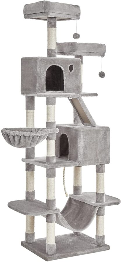 Light Gray Cat Tree, 81.1-Inch Large Cat Tower with 13 Scratching Posts - Image 2