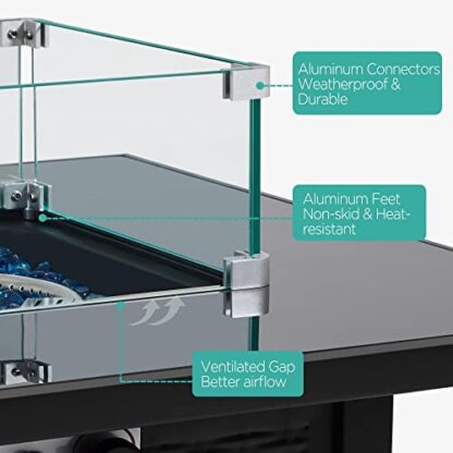 clear Gas Fire Pit Wind Guard for Square Fire Table - Image 5