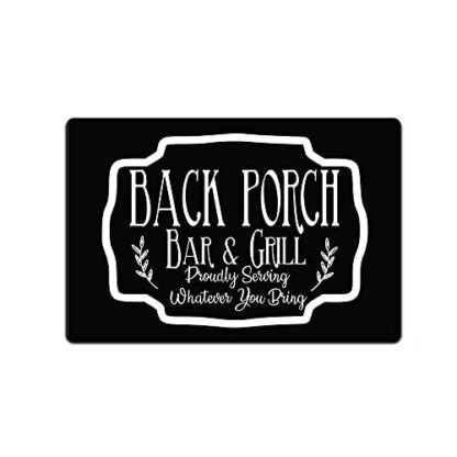 8x12 inch Tin Signs Backyard Wall Decor - Back Porch Bar and Grill Proudly