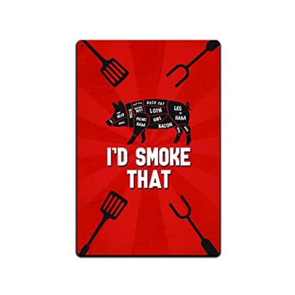 8x12 inch Tin Signs I'd Smoke That Pig Diagram