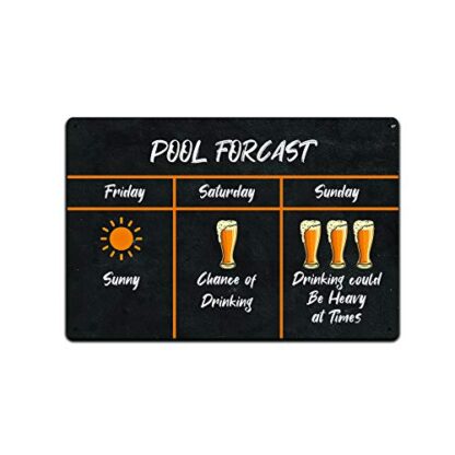 8x12 inch Tin Signs Pool Forcast Sunny, Chance of Drinking,