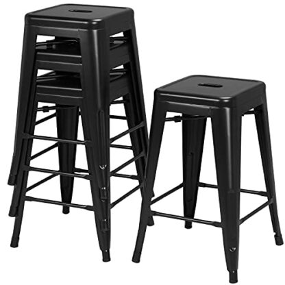 24 inch Set of 4 Black Counter Height Metal Bar Stools - Image 8