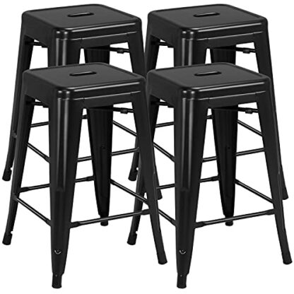 24 inch Set of 4 Black Counter Height Metal Bar Stools - Image 10