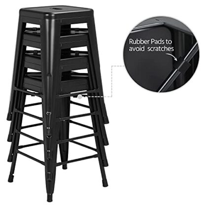 24 inch Set of 4 Black Counter Height Metal Bar Stools - Image 5