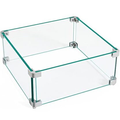 clear Gas Fire Pit Wind Guard for Square Fire Table - Image 10