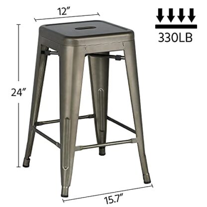 24 Inches 4PCS Metal Bar Stools Kitchen Counter Height Bar Stools - Image 8