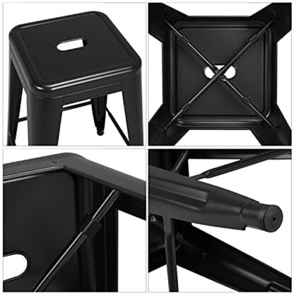 24 inch Set of 4 Black Counter Height Metal Bar Stools - Image 6