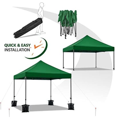 Dark Green 10x10 Pop up Canopy Tent - Image 2