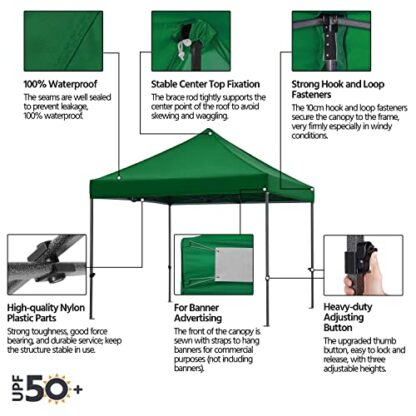 Dark Green 10x10 Pop up Canopy Tent - Image 8